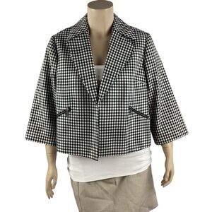 Sejour Gingham Crop Jacket Black White Size16W
